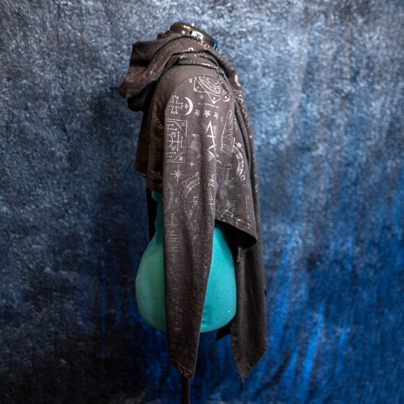 Killstar Black Draped Hooded Cardigan Cropped Cloak Witchy Goth Festival - XL - Picture 3 of 11